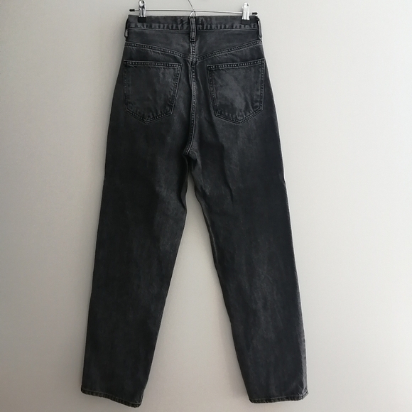 Agolde Criss Cross High Waist Loose Straight Jeans in Synchronize Gray Black 23 - Picture 4 of 16